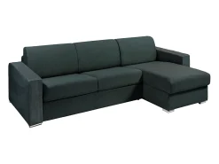 Vente-unique Sofá de canto convertível abertura rápida tecido verde abeto ripas largas 160 cm - 14 cm - CALITO^ Sofá
