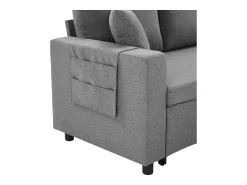 ModernLuxe Sofá de canto convertível de 3 lugares - em tecido de linho - com suporte para copos de bolso - Cinza^ Sofá