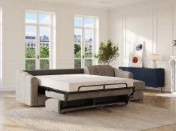 New Vente-unique Sofá de canto convertível et reversível abertura rápida em tecido - 140 cm - 14 cm DARIELO Taupe