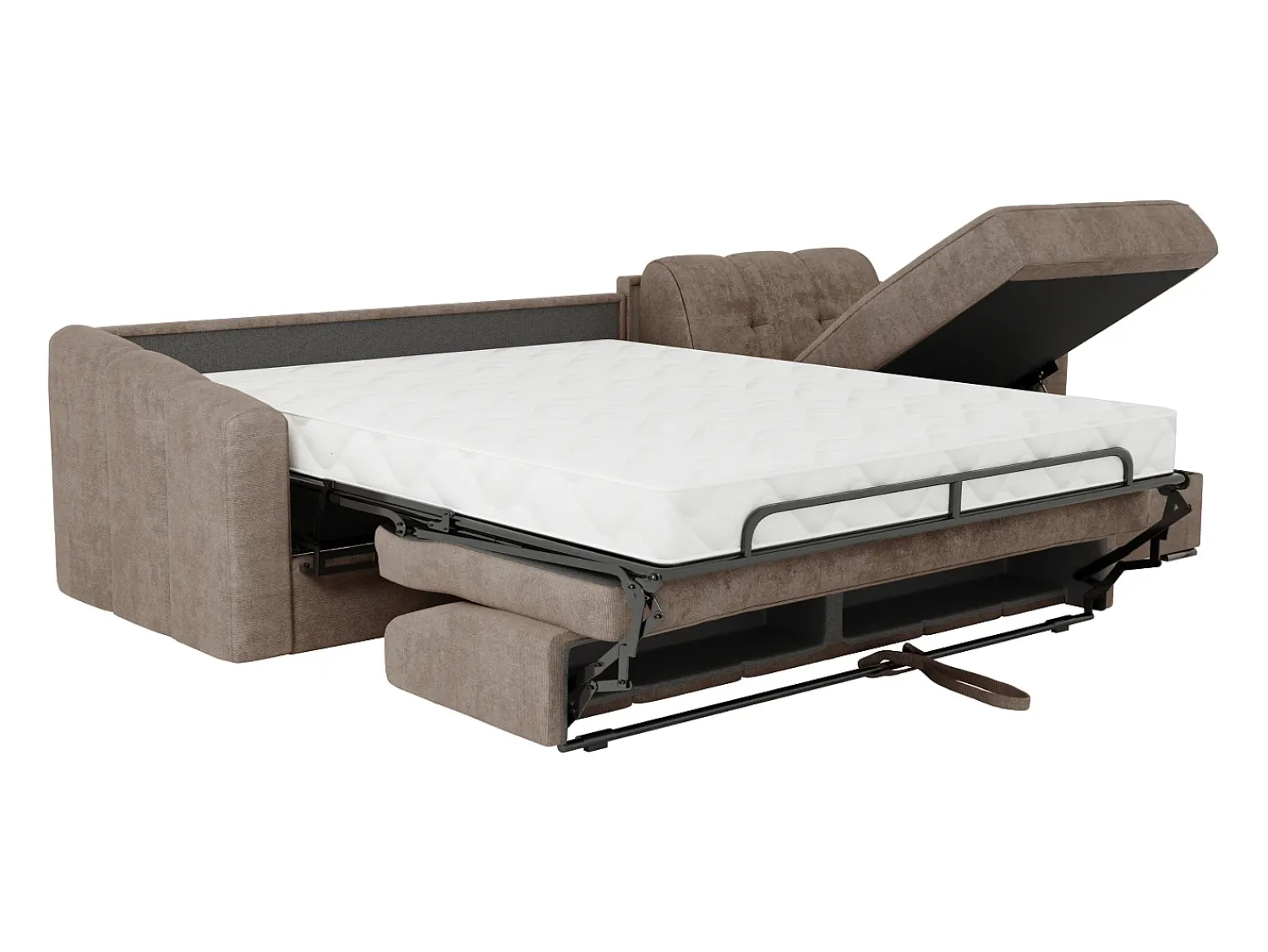 Sofá*Vente-unique Sofá de canto convertível et reversível abertura rápida em tecido - 140 cm - 18 cm DARIELO Taupe
