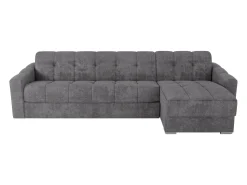 Sofá|Vente-unique Sofá de canto convertível et reversível abertura rápida em tecido - 140 cm - 22 cm DARIELO Cinzento