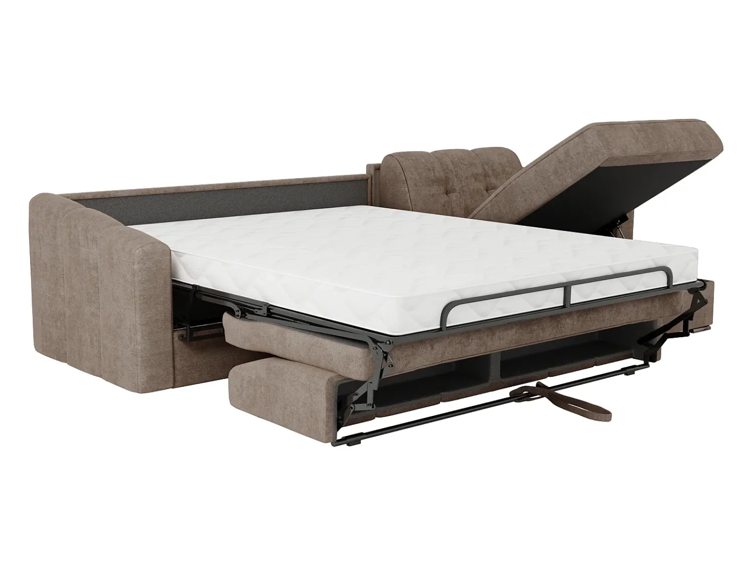 Sofá*Vente-unique Sofá de canto convertível et reversível abertura rápida em tecido - 160 cm - 14 cm DARIELO Taupe