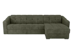 Clearance Vente-unique Sofá de canto convertível reversível abertura rápida em tecido verde - 160 cm - 14 cm DARIELO Caqui