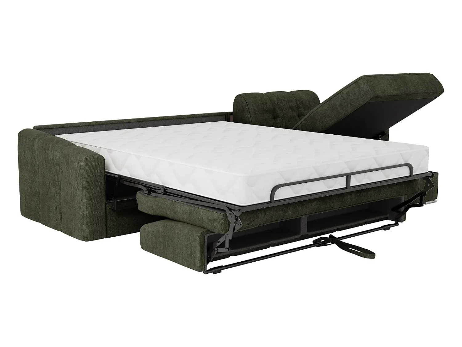 Online Vente-unique Sofá de canto convertível reversível abertura rápida em tecido verde - 140 cm - 22 cm DARIELO Caqui