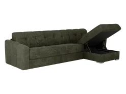 Online Vente-unique Sofá de canto convertível reversível abertura rápida em tecido verde - 140 cm - 22 cm DARIELO Caqui