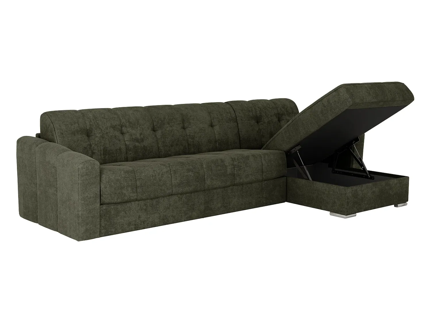 Online Vente-unique Sofá de canto convertível reversível abertura rápida em tecido verde - 140 cm - 22 cm DARIELO Caqui