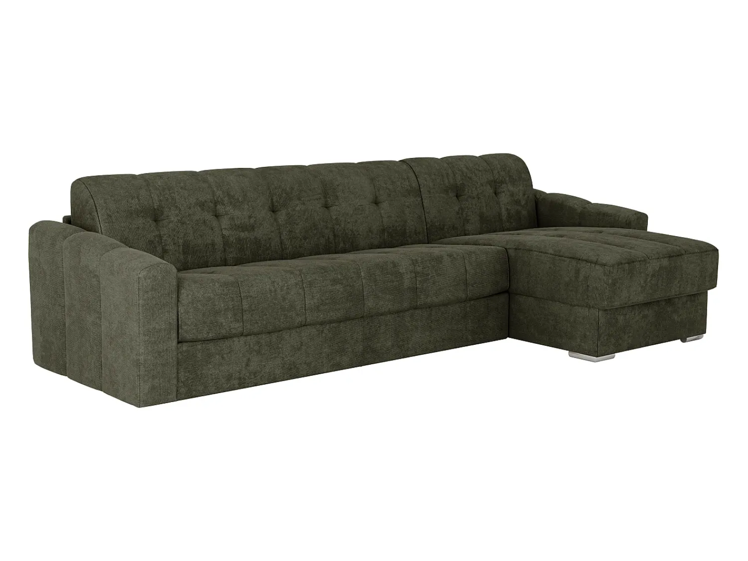 Online Vente-unique Sofá de canto convertível reversível abertura rápida em tecido verde - 140 cm - 22 cm DARIELO Caqui
