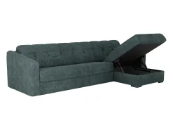 Sofá*Vente-unique Sofá de canto convertível reversível abertura rápida tecido azul pato - 160 cm - 14 cm DARIELO Azul esverdeado