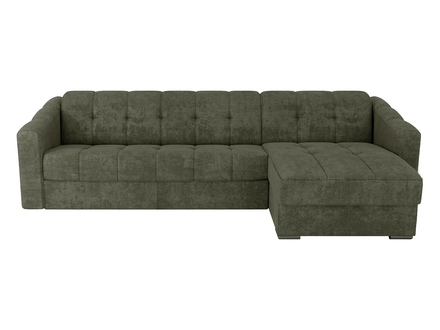 New Vente-unique Sofá de canto convertível reversível abertura rápida em tecido verde - 160 cm - 18 cm DARIELO Caqui