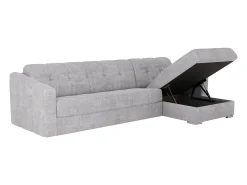 Outlet Vente-unique Sofá de canto convertível reversível abertura rápida tecido - 140 cm - 18 cm DARIELO Cinzento claro