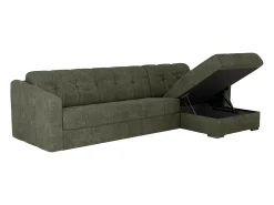 Vente-unique Sofá de canto convertível reversível abertura rápida em tecido verde - 140 cm - 14 cm DARIELO^ Sofá