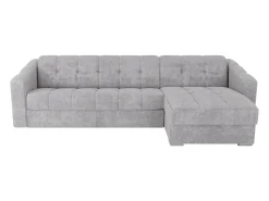 Sofá|Vente-unique Sofá de canto convertível reversível abertura rápida tecido - 160 cm - 18 cm DARIELO Cinzento claro