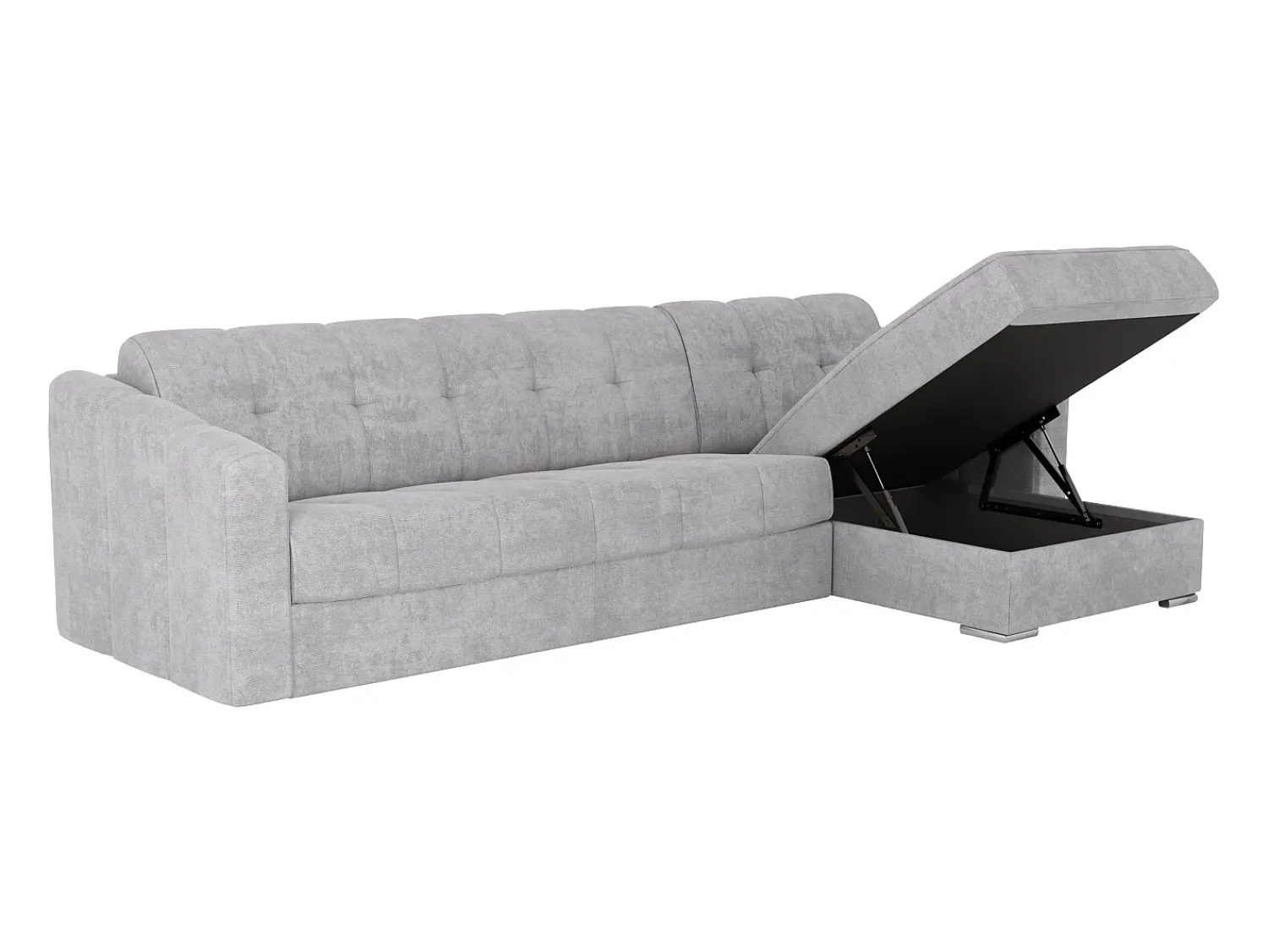 Sofá|Vente-unique Sofá de canto convertível reversível abertura rápida tecido - 160 cm - 18 cm DARIELO Cinzento claro