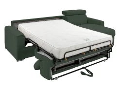 Online Vente-unique Sofá de canto convertível veludo canelado , cama 140 cm, colchão 18 cm VIZIR Verde