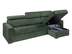 Online Vente-unique Sofá de canto convertível veludo canelado , cama 140 cm, colchão 18 cm VIZIR Verde