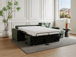 Vente-unique Sofá de canto convertível veludo canelado , cama 140 cm, colchão 22 cm VIZIR^ Sofá