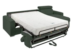 Discount Vente-unique Sofá de canto convertível veludo canelado , cama 160 cm, colchão 22 cm VIZIR Verde