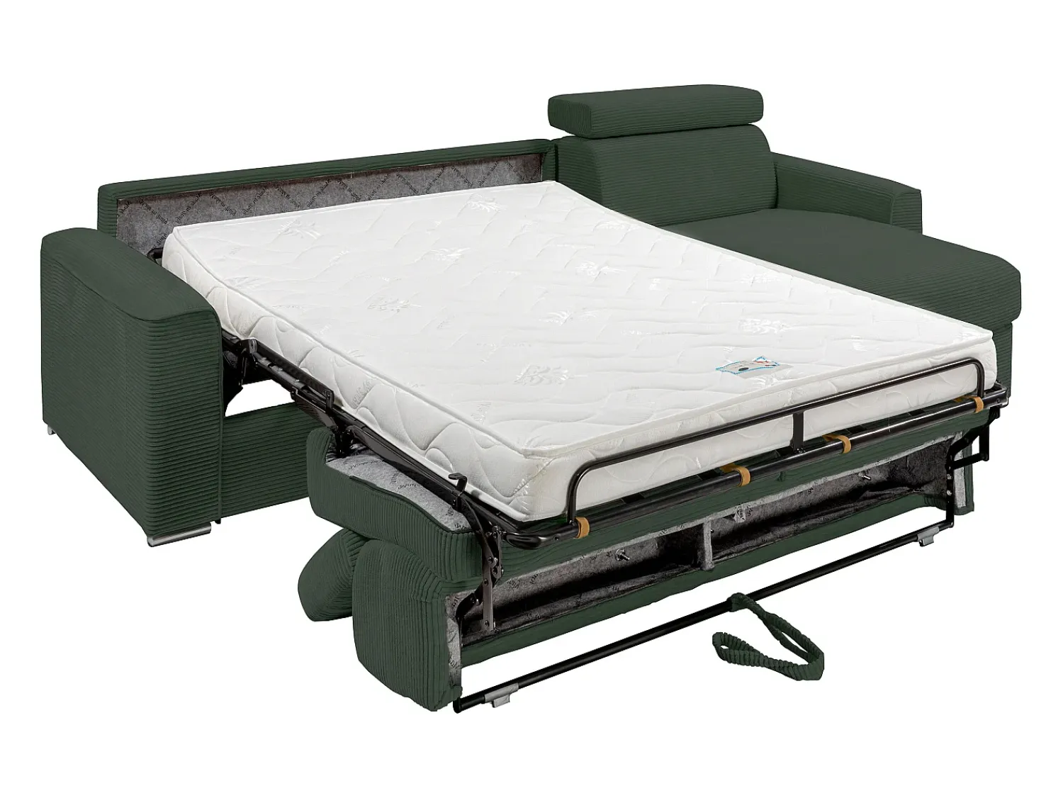 Vente-unique Sofá de canto convertível veludo canelado , cama 160 cm, colchão 14 cm VIZIR^ Sofá