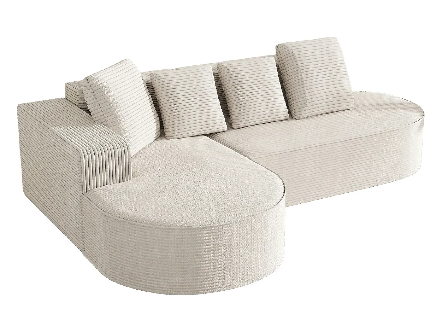 Sofá|Hauss Spole Sofá de canto de 3 lugares com 4 almofadas - Chaise longue em forma de L - Veludo cotelê - Não necessita de montagem Branco