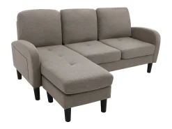 Sofá*Merax Sofá de canto de 3 lugares com chaise longue - 185 x 118 x 82 cm - tecido respirável de algodão e linho - cinza escuro antigo Cinzento