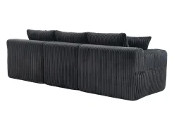 Sofá*Hauss Spole Sofá de canto de 3 lugares com chaise longue e 5 almofadas - Tecido de bombazine - Cinza Cinzento