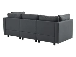 Outlet Sofá de canto de 3-4 lugares, mobiliário estofado em forma de L, tecido de linho, 220x83x81cm, Cinzento