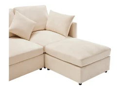 New ModernLuxe Sofá de canto de 3 lugares - com apoio para pés modular - chenille - Bege