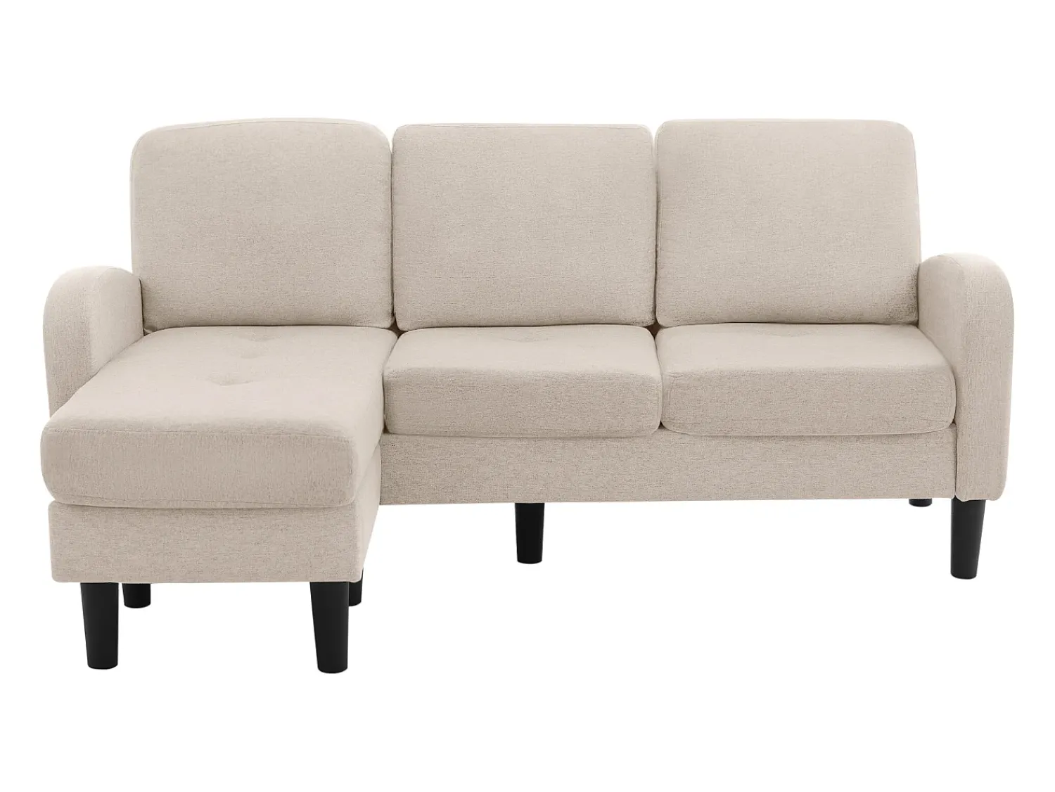 Sofá|Merax Sofá de canto de 3 lugares com chaise longue - 185 x 118 x 82 cm - tecido respirável de algodão e linho - Bege