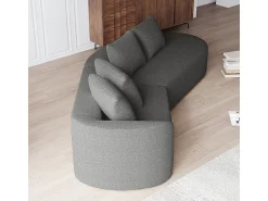 Sofá|DripeX Sofá de Canto Direito Moderno Superdimensionado 4 Lugares, com 4 Almofadas, Chaise Longue Curva, Tecido Chenille, Cinza Antracito Cinza antracite