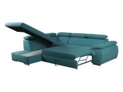 Sofá|Vente-unique Sofá de canto direito modular em tecido turquesa FABIEN Azul turquesa