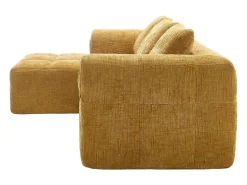 Sofá*Hauss Spole Sofá de canto em forma de L com 3 lugares, 3 almofadas e bolso lateral - Chenille Amarelo