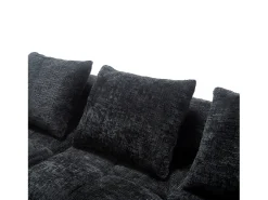 Sofá|Hauss Spole Sofá de canto em forma de L com 3 lugares, 3 almofadas e bolso lateral - Chenille Preto