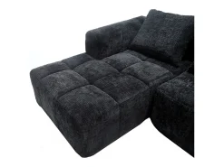 Sofá|Hauss Spole Sofá de canto em forma de L com 3 lugares, 3 almofadas e bolso lateral - Chenille Preto