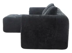 Sofá|Hauss Spole Sofá de canto em forma de L com 3 lugares, 3 almofadas e bolso lateral - Chenille Preto