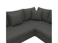 Sofá*ModernLuxe Sofá de canto em L - 4 lugares - con iluminação LED - porta de carregamento USB - veludo canelado - cinza Cinzento