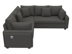 Sofá*ModernLuxe Sofá de canto em L - 4 lugares - con iluminação LED - porta de carregamento USB - veludo canelado - cinza Cinzento
