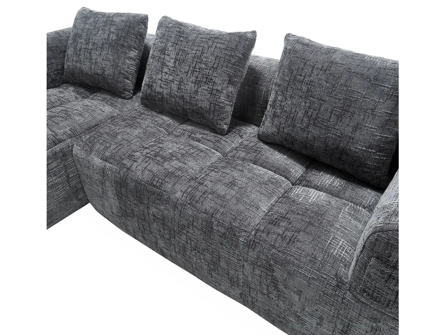 Sofá*Hauss Spole Sofá de canto em L de 3 lugares com 3 almofadas e bolso lateral - Chenille Cinzento