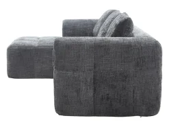 Sofá*Hauss Spole Sofá de canto em L de 3 lugares com 3 almofadas e bolso lateral - Chenille Cinzento