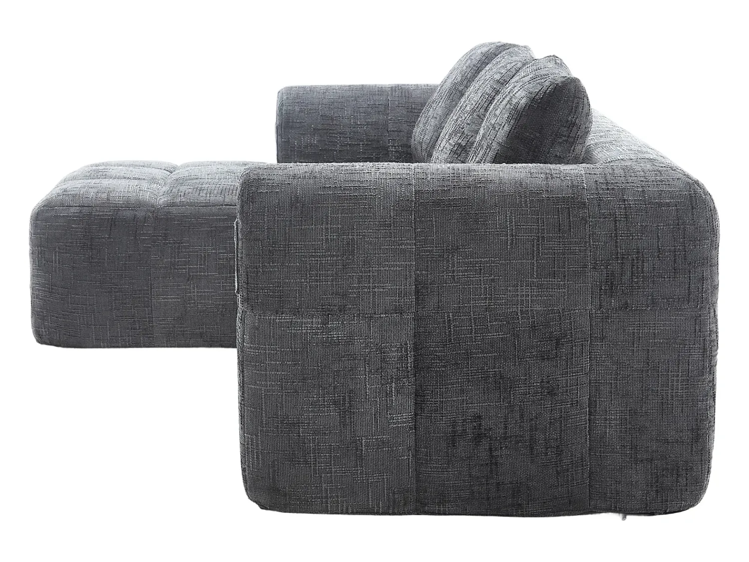 Sofá*Hauss Spole Sofá de canto em L de 3 lugares com 3 almofadas e bolso lateral - Chenille Cinzento