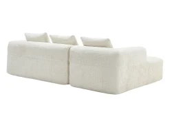 Sofá*Hauss Spole Sofá de canto em L de 3 lugares com 3 almofadas e bolso lateral - Chenille Bege