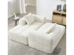 Sofá*Hauss Spole Sofá de canto em L de 3 lugares com 3 almofadas e bolso lateral - Chenille Bege
