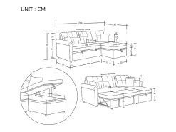 Clearance Hauss Spole Sofá de canto em L de 3 lugares - Sofá-cama com arrumação e almofada - Tecido chenille Cinzento