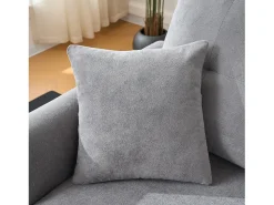 Clearance Hauss Spole Sofá de canto em L de 3 lugares - Sofá-cama com arrumação e almofada - Tecido chenille Cinzento