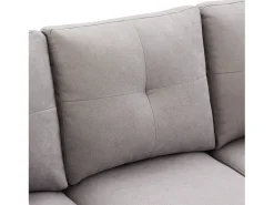 Discount Hauss Spole Sofá de canto em L de 3 lugares com 2 almofadas, suporte para copos e arrumação, tecido de algodão e linho cinza claro Cinzento claro