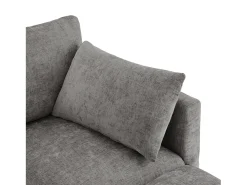 Sofá*ModernLuxe Sofá de canto em U ou L - 4 lugares - con 2 pufs - apoio de braços ajustáveis - con 4 almofadas + 2 apoios de cabeça - cinza Cinzento