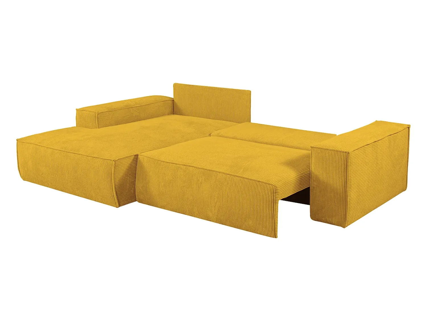 Sofá*Vente-unique Sofá de canto esquerdo convertível em veludo canelado AMELIA Amarelo
