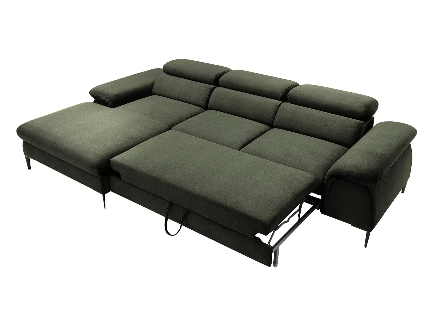 Clearance Vente-unique Sofá de canto esquerdo convertível veludo design SEPINA de Pascal Morabito Verde
