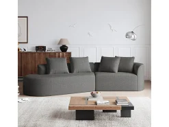 DripeX Sofá de Canto Esquerdo Moderno Superdimensionado 4 Lugares, com 4 Almofadas, Chaise Longue Curva, Tecido Chenille, Cinza Antracito^ Sofá