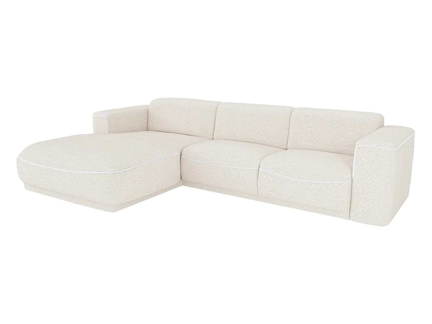 Clearance Vente-unique Sofá de canto esquerdo tecido bouclé branco BLIMORO Marfim