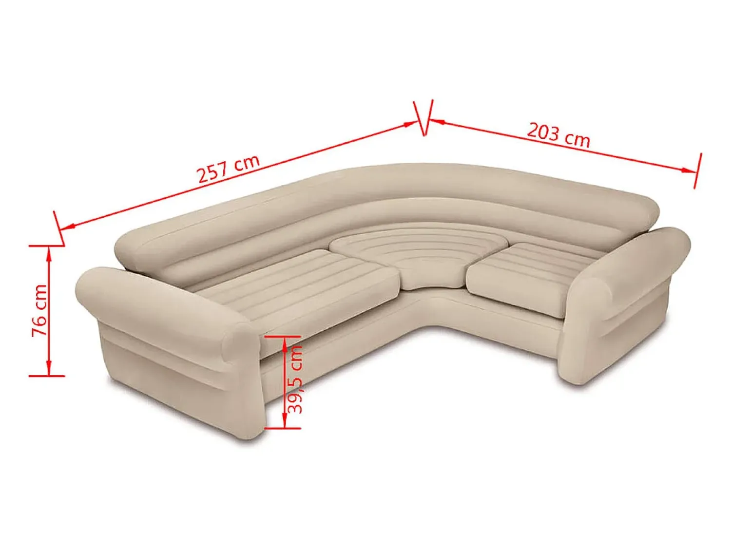Intex Sofá de canto insuflável 257x203x76 cm 68575NP^ Sofá